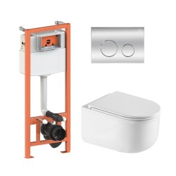 Готове рішення Qtap для ванної кімнати: підвісний унітаз Taurus Ultra Quiet 485×360×350 + комплект інсталяції Nest 4 в 1 (кругла