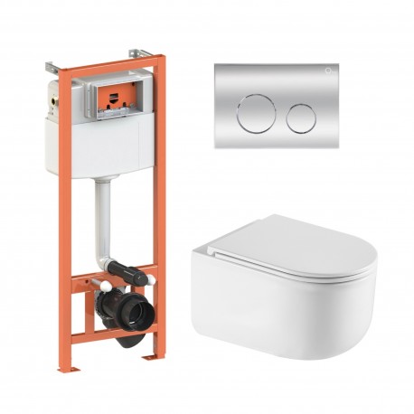 Готовое решение Qtap для ванной комнаты: подвесной унитаз Taurus Ultra Quiet 485×360×350 + комплект инсталляции Nest 4 в 1 (круг