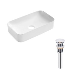 Комплект Qtap Tern: Раковина накладная прямоугольная 610x350x135 мм WHITE + Донный клапан PU02