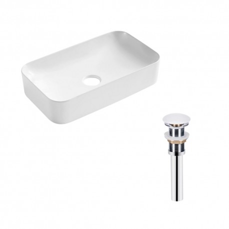 Комплект Qtap Tern: Раковина накладная прямоугольная 610x350x135 мм WHITE + Донный клапан PU02