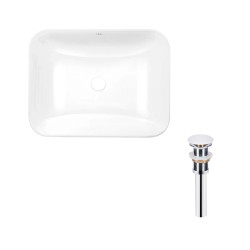 Комплект Qtap Scorpio: Раковина врезная прямоугольная 510х390х145 мм White + Донный клапан PU02