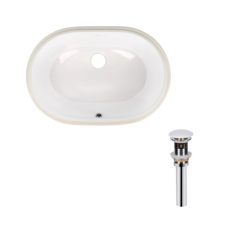 Комплект Qtap Stork: Раковина врезная овальная 570x390x210 мм White + Донный клапан PU02O