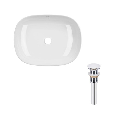 Комплект Qtap Aquarius: Раковина накладная прямоугольная 470x380x120 мм White + Донный клапан PU02