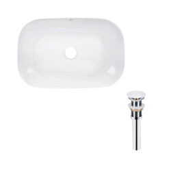 Комплект Qtap Robin: Раковина накладна прамокутна 600x390x150 мм White + Донний клапан PU02