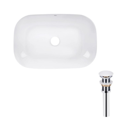 Комплект Qtap Robin: Раковина накладная прямоугольная 600x390x150 мм White + Донный клапан PU02
