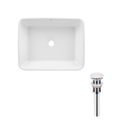 Комплект Qtap Tern: Раковина накладна прамокутна 480х370х135 мм White + Донний клапан PU02