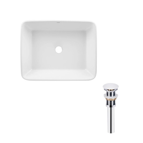 Комплект Qtap Tern: Раковина накладная прямоугольная 480х370х135 мм White + Донный клапан PU02