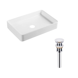 Комплект Qtap Tern: Раковина накладная прямоугольная 600x400x110 мм WHITE + Донный клапан PU02