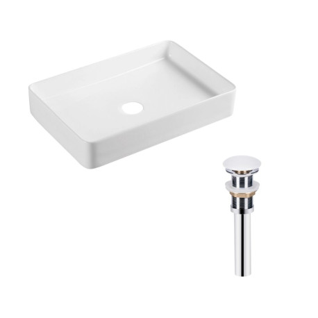 Комплект Qtap Tern: Раковина накладна прамокутна 600x400x110 мм WHITE + Донний клапан PU02