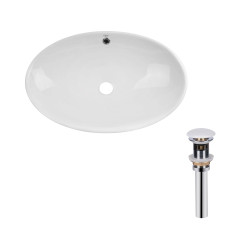 Комплект Qtap Dove: Раковина накладна овальна 635x420x150 мм White + Донний клапан PU02O