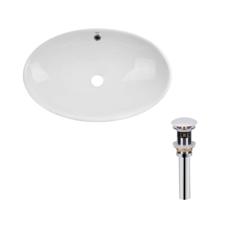 Комплект Qtap Dove: Раковина накладная овальная 635x420x150 мм White + Донный клапан PU02O
