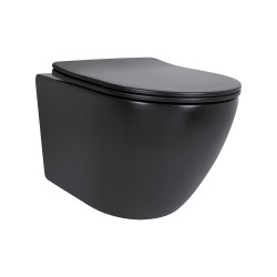 Унитаз подвесной Qtap Robin New Ultra Quiet с сиденьем с сиденьем Soft-Close MATT BLACK QT13332381АSMB