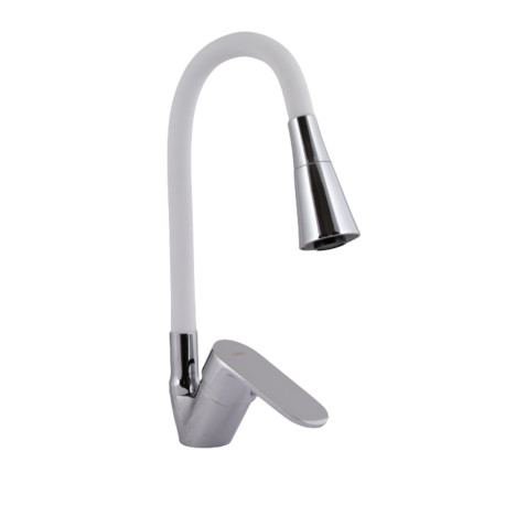 Смеситель для кухни Lidz Tani 008F3 с гибким изливом (k40) LDTAN008F3WCR37037 Chrome/White