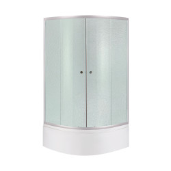 Lidz Latwa SC80x80.SAT.HIGH.FR Душевая кабина полукруглая, стекло Frost 4 мм + Lidz Душевой поддон KAPIELKA ST80x80x41, с панель