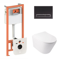 Готовое решение Qtap для ванной комнаты: подвесной унитаз Swan Ultra Quiet 485x360x320 + комплект инсталляции Nest 4 в 1 (линей