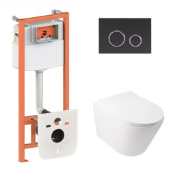Готовое решение Qtap для ванной комнаты: подвесной унитаз Swan Ultra Quiet 485x360x320 + комплект инсталляции Nest 4 в 1 (кругл
