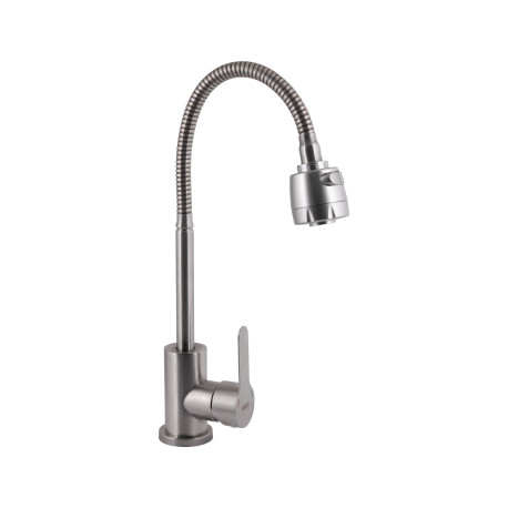 Змішувач для кухні Brinex Pure 015F41 з гнучким виливом&nbsp; &nbsp;Nickel BRIPUR015F41NKL