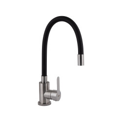 Змішувач для кухні Brinex Pure 015F3 з гнучким виливом&nbsp; &nbsp;Nickel/Black BRIPUR015F3NKB