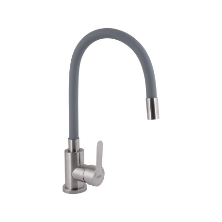 Змішувач для кухні Brinex Pure 015F3 з гнучким виливом&nbsp; &nbsp;Nickel/Grey BRIPUR015F3NKG