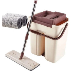 Швабра с отжимом и ведром Scratch Cleaning бежево-коричневая