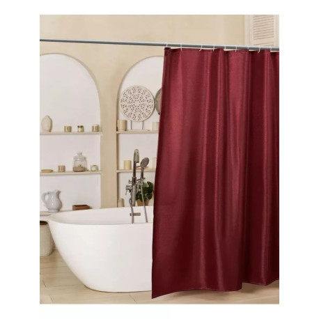 Штора для ванної Ромбік однотонна Бордо 240*180 см