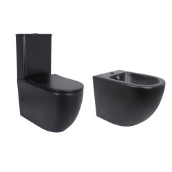 Акционный набор: Унитаз напольный Robin Ultra Quiet QT13226083AMB 660x360x855 Black + Биде напольное Robin QT13442141CMB 565x360