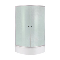 Lidz Latwa SC80x80.SAT.MID.FR Душевая кабина полукруглая, стекло Frost 4 мм + Lidz Душевой поддон KAPIELKA ST80x80x26, с панелью