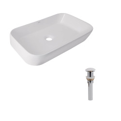 Комплект Qtap Scorpio: Раковина накладная 550x390x120 мм, White, прямоугольная + Донный клапан Pop-up PU02
