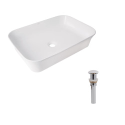 Комплект Qtap Virgo N: Раковина накладная 560x380x130&nbsp;мм, White, прямоугольная + Донный клапан Pop-up PU02