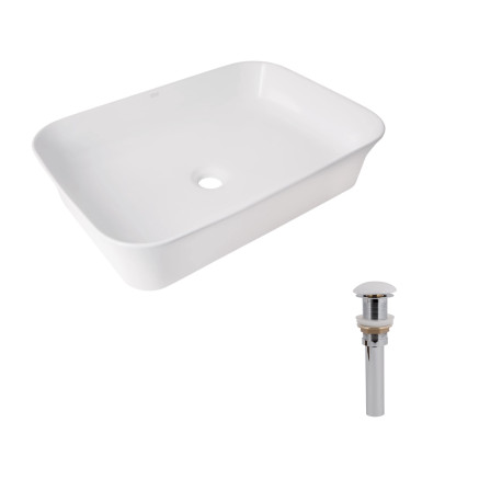 Комплект Qtap Virgo N: Раковина накладная 560x380x130&nbsp;мм, White, прямоугольная + Донный клапан Pop-up PU02