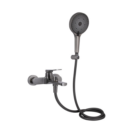 Змішувач для ванни Qtap Slavonice (з душовим гарнітуром) QTSLV259GMB48035 Gunmetal Black PVD