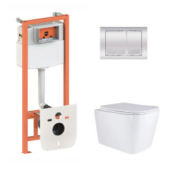 Готове рішення Qtap для ванної кімнати: підвісний унітаз Tern Ultra Quiet 525x345x360 + комплект інсталяції Nest 4 в 1 (квадратн