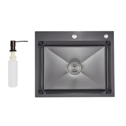 Lidz Handmade H6050HB Мойка для кухни интегрированная Decor Black PVD Honeycomb 2,5/0,5 мм LDH6050BDECPVD48371