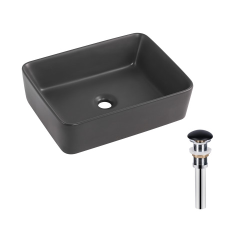 Раковина накладна Qtap Tern 480x370x135 мм, Anthracite, прямокутна, з донним клапаном QT17116069AN