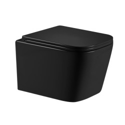Унітаз підвісний Qtap Crow Ultra Quiet 485×340×290 мм, Matt Black, з сидінням Slim Duroplast/ Soft-close/ Quick Release QT053351