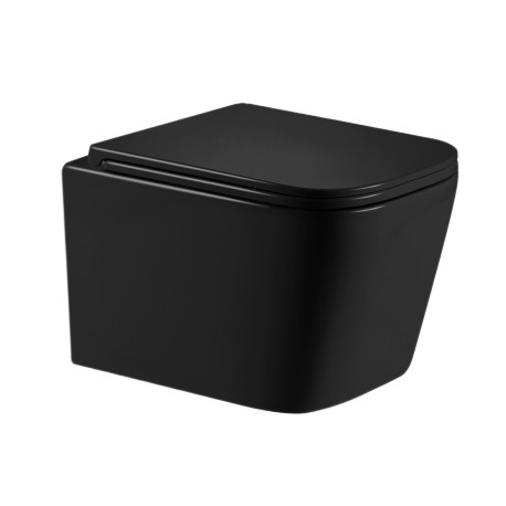 Унитаз подвесной Qtap Crow Ultra Quiet 485×340×290 мм, Matt Black, с сиденьем Slim Duroplast/ Soft-close/ Quick Release QT053351