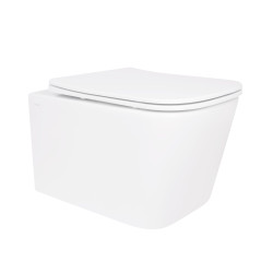 Унітаз підвісний Crow Rimless 485х340х330 мм, White, з сидінням Slim Duroplast/ Soft-close/ Quick Release QT05335171RW Qtap