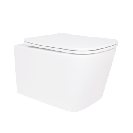 Унитаз подвесной Crow Rimless 485х340х330 мм, White, с сиденьем Slim Duroplast/ Soft-close/ Quick Release QT05335171RW Qtap