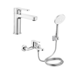 Акційний набір Lidz: Astra 001F Змішувач для раковини LDAST001FCRM48085 + Astra 006 Змішувач для ванни (з душовим гарнітуром) LD