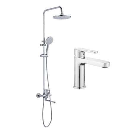 Акційний набір Lidz:Astra 001F Змішувач для раковини LDAST001FCRM48085+Astra 1030 Душова система універсальна на три споживачі L